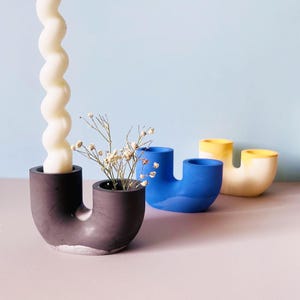 U Shaped Candle Holder Silicone Mold,Concrete Plaster Candlestick Mold,Epoxy Resin Candle Holder Mold,Candlestick Silicon Mold 240756
