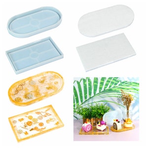 2 Styles Tray Silicone Mold,Epoxy Resin Tray Mold,Oval,Rectangle Resin Plate Mold,Trinket Tray Mold,Concrete Plaster Tray Mold 221199
