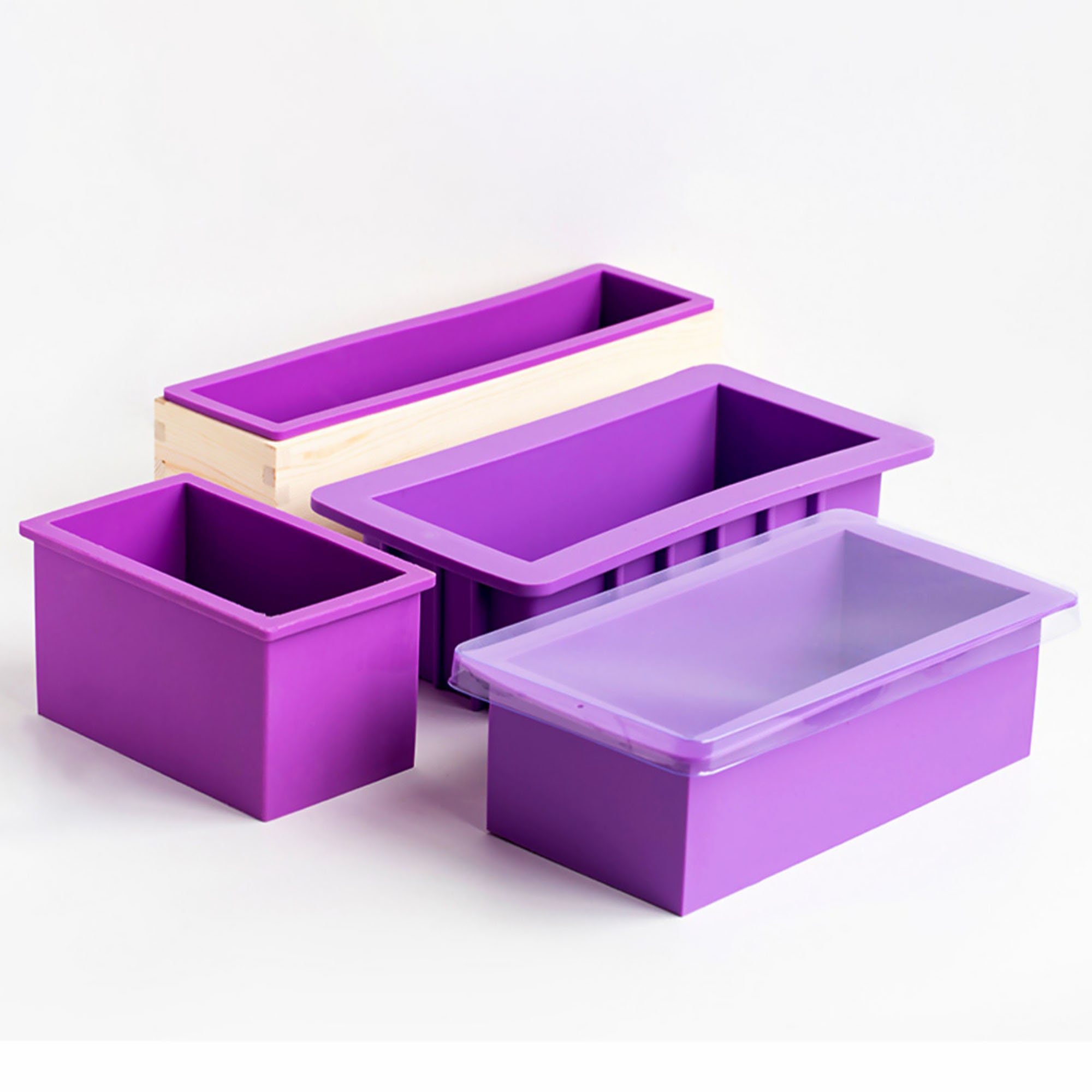 3PCS 47Oz Silicone Soap Molds Kit, Purple Rectangular Silicone