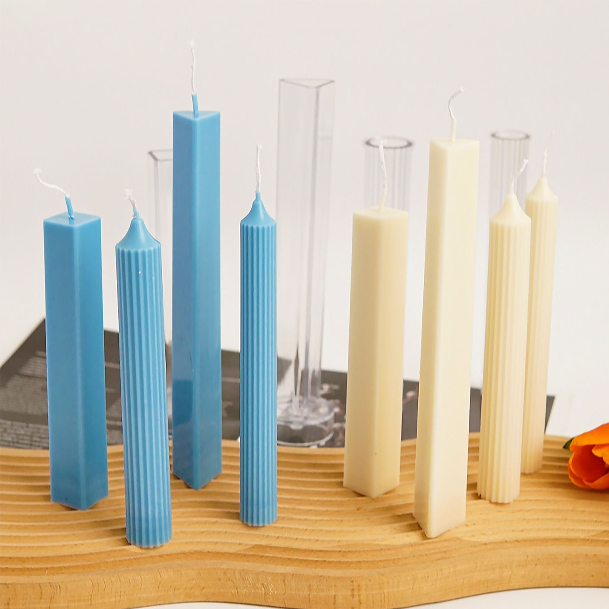 8.75” multicavity Silicone taper candle mold - taper with cross - Christian  church taper mold - altar candle