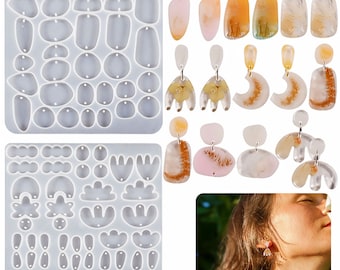 Molde de silicona para pendientes irregulares, molde colgante de resina epoxi, molde para pendientes de resina UV, molde de silicona para joyería de pera ovalada, molde para pendientes moderno 212285