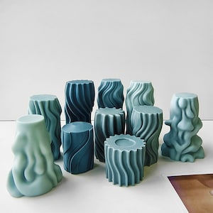 Wave Pillar Candle Silicone Mold,Wax Candle Making Mold,Modern Candle Silicon Mold,Soap Mold,Concrete Plaster Mold,Epoxy Resin Mold 231466