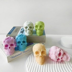 3 Styles Skull Candle Silicone Mold,Scented Candle Silicon Mold,Epoxy Resin Skull Mold,Concrete Plaster Halloween Mold,Soap Mold 231460