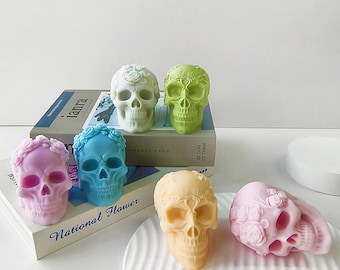 3 Styles Skull Candle Silicone Mold,Scented Candle Silicon Mold,Epoxy Resin Skull Mold,Concrete Plaster Halloween Mold,Soap Mold 231460