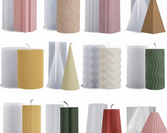 12 Style Geometric Candle Silicone Mold,Taper Candle,Striped Candle,Pillar Candle Resin Mold,Modern Candle Mold,Mold For Candle 230758