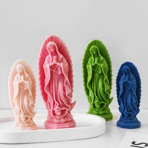Virgin Mary Statue Candle Silicone Mold,Concrete Plaster Virgin Mother Mary Mold,Wax Candle Making Silicon Mold,Epoxy Resin Mold 231719