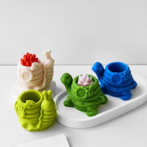Turtle Flower Pot Silicone Mold,Concrete Plaster Snail Candle Cup Mold,Epoxy Resin Succulent Pot Mold,Wax Candle Making Silicon Mold 222181