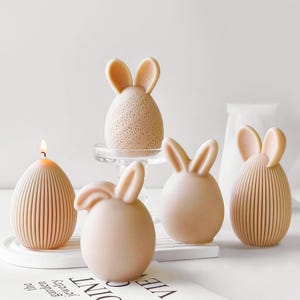 Bunny Candles Silicone Mold,Wax Candles Mold,Rabbit Candles Mold,Egg Candles Mold,Easter Candles Mold,Concrete Plaster Mold 231935