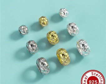 6-10MM Braided Cubic Zirconia Spacer Beads,Solid 925 Sterling Silver Wheel Bead,Gold Plated Bead,DIY Bracelet Necklace Jewelry Craft 4500772