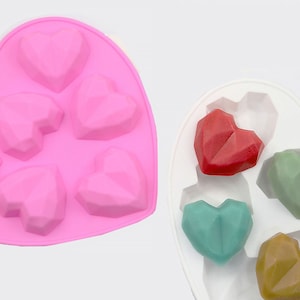 Faceted Heart Silicone Mold,Heart Soap Loaf Mold,Soap Bar Mold,Lotion Bar Mold,Chocolate Mold,Candy Mold,Pudding Mold 250085