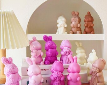 Heart Bunny Candles Silicone Mold,Wax Candles Making Mold,Concrete Plaster Love Rabbit Mold,Valentine's Day Candles Silicon Mold 232000