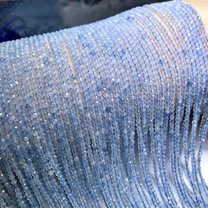 Contas redondas facetadas de água-marinha de 3 mm e 4 mm, fio de mini contas de 39 cm, contas de pedras preciosas com corte de diamante para pingentes, acessórios para pulseiras DIY 4300078