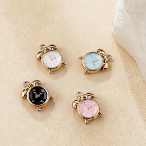 Colgantes de despertador, colgantes de relojes esmaltados de aleación de zinc, accesorios de conexión para llaveros y cadenas de teléfono, suministros de joyería DIY coloridos 4100068