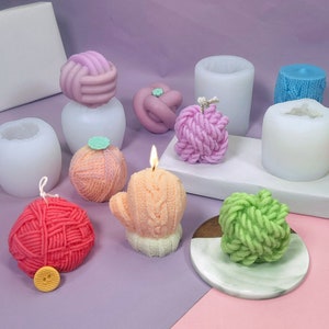 16 Styles Rope Knot Ball Candles Silicone Mold,Yarn Woolen Knitting Aromatherapy Soap Mold,DIY Personalise Soy Wax Home Decor Gifts 230059