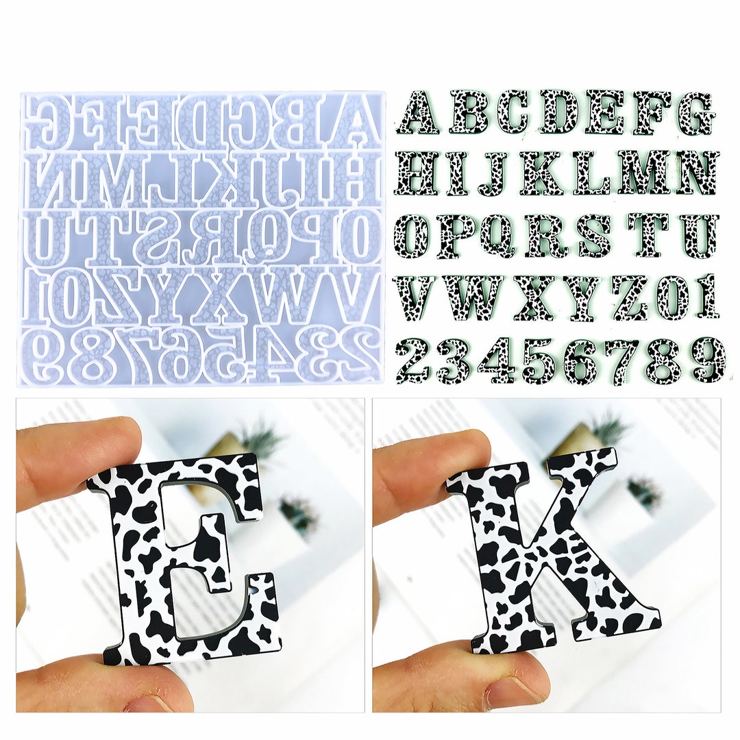 Plaster Keychains Leopard Letter Silicone Mold,epoxy Resin Alphabet Earring Mold,uv Resin ...
