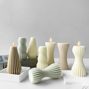 Stripe Pillar Candles Silicone Mold,Wax Candle Making Silicon Mold,Modern Candles Mold,Geometric Scented Candle Making Mold 231849
