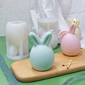 Rabbit Candle Silicone Mold,Bunny Scented Candles Mold,Homemade Soap Mold,Epoxy Resin Animal Mold,Rabbit Resin Mold,Plaster Mold 230105