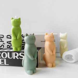 Cute Cat Candles Silicone Mold,Epoxy Resin Cat Mold,Concrete Plaster Cat Mold,Wax Candle Making Silicon Mold,Handmade Soap Mold 231648