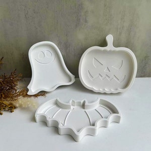 Halloween Tray Silicone Mold,Ghost,Bat,Pumpkin Shaped Jewelry Tray Mold,Epoxy Resin Tray Mold,Concrete Plaster Tray Mold 221269