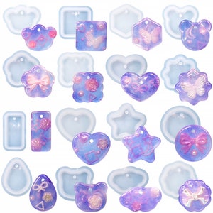 16 Styles Pendant Resin Mold,Keychain Silicone Mold,Jewelry Pendant Silicon Mold,UV Resin Necklace Mold,Geometric Pendant Mold 212180