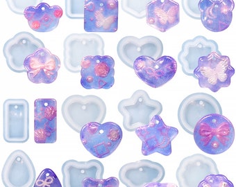 16 Styles Pendant Resin Mold,Keychain Silicone Mold,Jewelry Pendant Silicon Mold,UV Resin Necklace Mold,Geometric Pendant Mold 212180