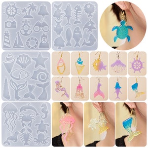 Ocean Series Earring Silicone Mold,Epoxy Resin Pendant Mold,UV Resin Earring Mold,Resin Charm Mold,Jewelry Keychain Silicon Mold 212613