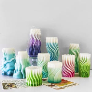 Spiral Wave Candle Silicone Mold,Wax Candle Making Mold,Concrete Plaster Wave Pillar Mold,Wax Candle Silicon Mold,Soap Mold 231773