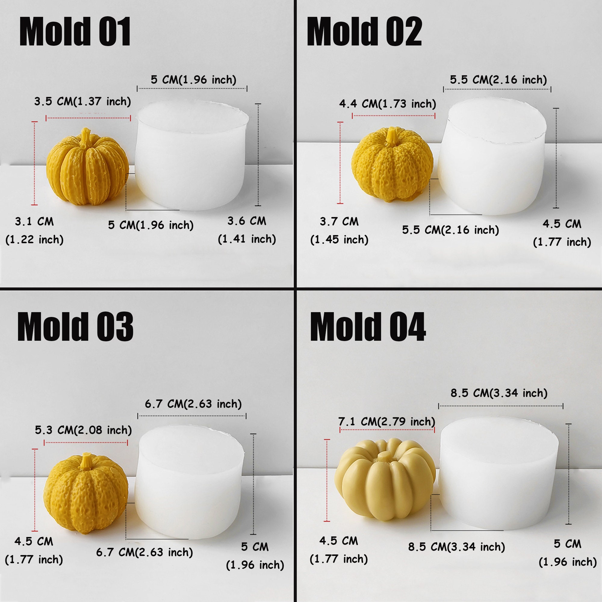 Set 4 Stampi In Silicone Per Resina A Forma Di Zucca E Foglia D'Acero - Stampo 3D Per Halloween, Fai Da Te, Ciondoli E Decorazioni