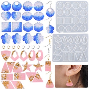 2 Styles Geometric Keychain Silicone Mold,Unique Pendant Earring Mold,Jewelry Mold Accessories Set,Jewelry Making Craft DIY 212132