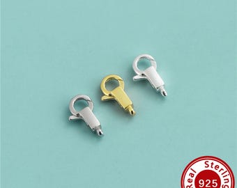 10.8MM Lobster Clasp,Solid 925 Sterling Silver End Clasp,Gold Plated Jewelry Connector,DIY Bracelet Necklace Jewelry Making Supplies 4500761