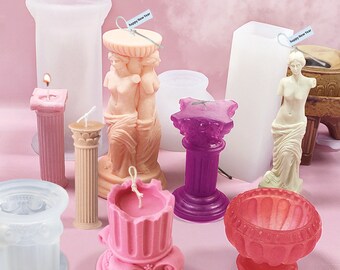 Roman Pillar Candle Silicone Mold,Epoxy Resin Aromatherapy Handmade Soap Molds,Craft Molds Cylindrical Decorative Candles Mold 230067
