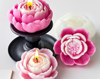 Peony Flower Candles Silicone Mold,Wax Candles Making Mold,Concrete Plaster Peony Mold,Epoxy Resin Flower Mold,Soy Candles Mold 232375