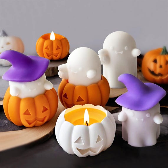 Moules Silicone Pour Citrouilles Halloween – Lot De 5 Motifs – Pour Résine, Plâtre, Savon – DIY Décoration