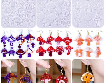 Mushroom Earring Silicone Mold,Epoxy Resin Pendant Mold,UV Resin Charm Mold,Mushroom Pendant Silicon Mold 212774