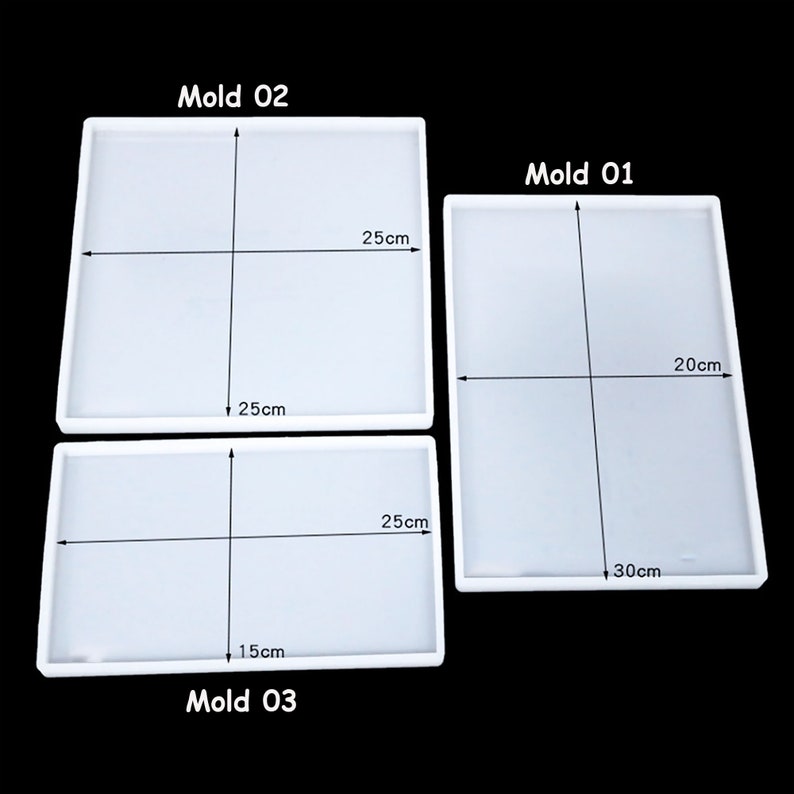 Large Rectangle Square Tray Silicone Mold,Epoxy Resin Jewelry Trinket Tray Mold,Storage Tray Silicon Mold,Cement Plaster Tray Mold 221150 1 Set 3 Pieces