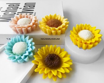 Stampi Candele Stampi Silicone Fiori Per Gesso E Candele - Set 5 Pezzi Tulipani E Girasoli Fai Da Te Stampo Resina Fai Da Te