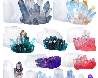 Crystal Cluster Silicone Mold,11 styles Crystal Stone Resin Mold,Homemade Crystal Epoxy Mold,Glossy Crystal Resin Mold,Geode Mold 240274