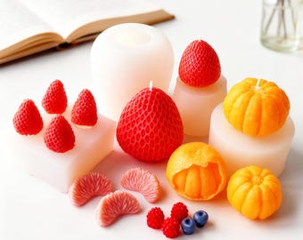 Fruit Candles Silicone Mold,Strawberry,Blueberry,Orange,Lemon,Mango,Candles Making Mold,Concrete Plaster Mold,Wax Mold,Baking Mold 232339