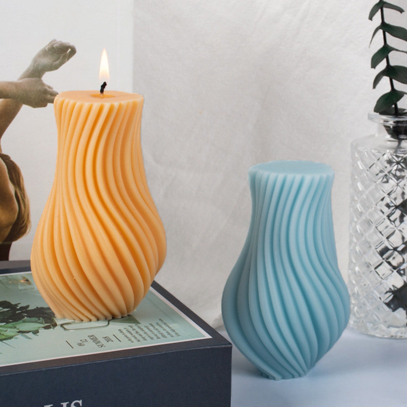 3D Water Ripple Pillar Candles Moldgeometric Spiral Column Etsy