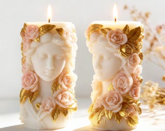 Stampo in silicone per candele a forma di colonna di fiori, stampo per candele di cera, stampo per colonne in gesso, stampo in silicone per candele di soia 232424