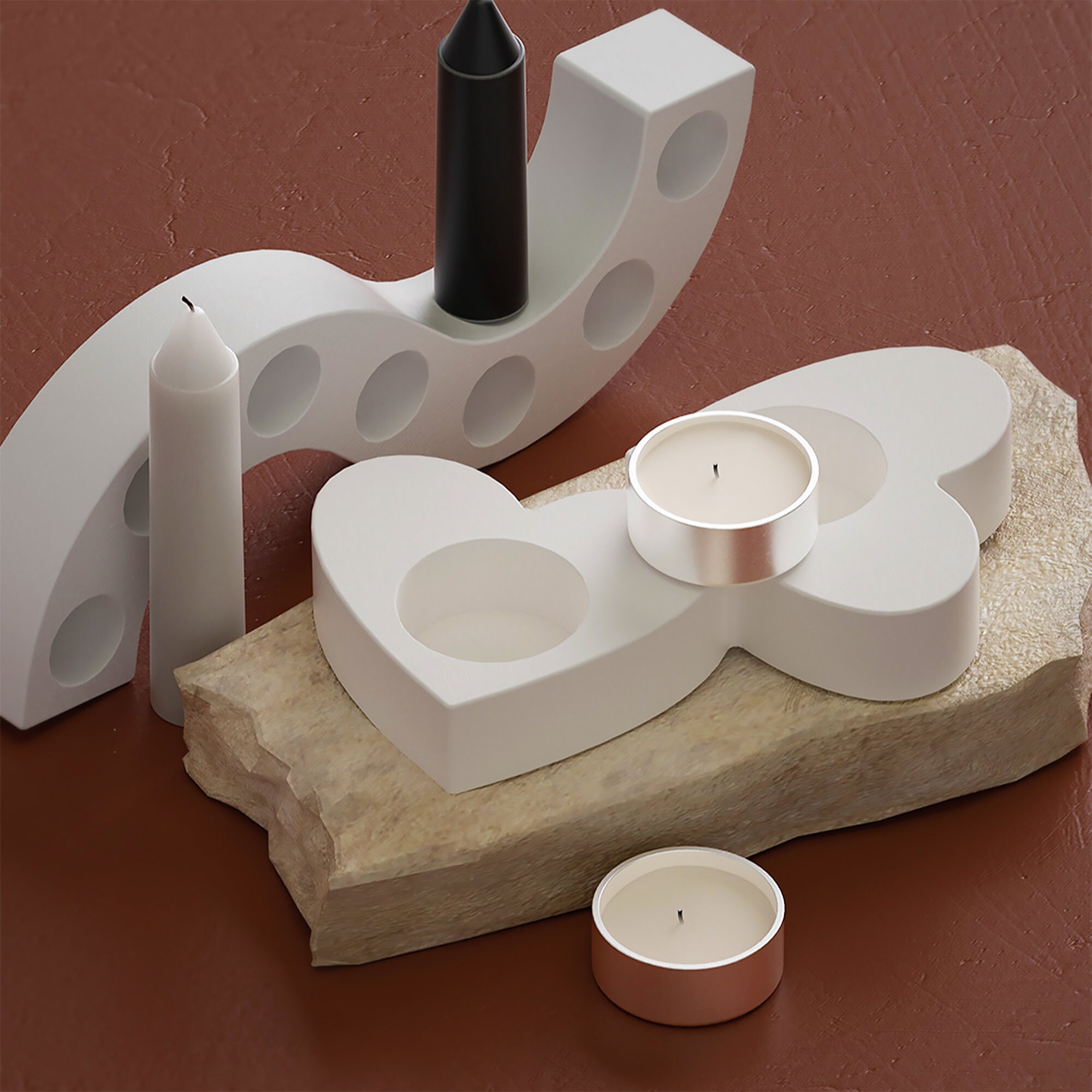 Moule En Silicone Creux En Forme De Cœur, Moule à Bougie Chauffe-plat