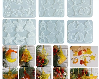 Christmas Pendant Silicone Mold,Epoxy Resin Christmas Charm Mold,UV Resin Christmas Ornament Mold,Pendant Silicon Mold 212858