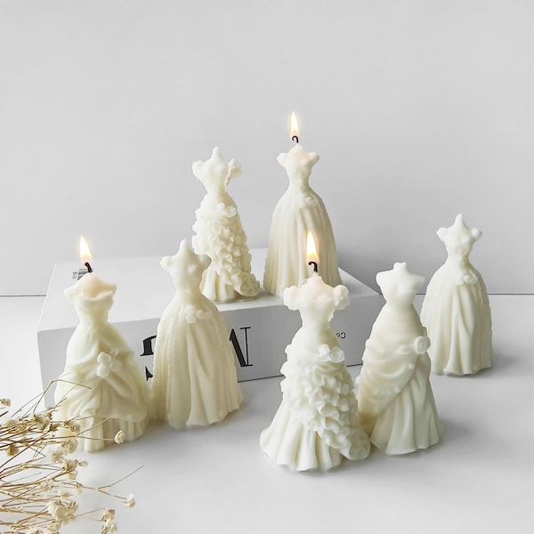 Molde de silicona para velas de vestido de novia, molde de silicona para hacer velas de cera, molde para vestidos de yeso de hormigón, molde para vestidos de dama de resina epoxi 231732