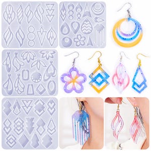 Hollow Earring Silicone Mold,Epoxy Resin Pendant Mold,UV Resin Geometric Charm Mold,Geometric Earring Silicon Mold 212788