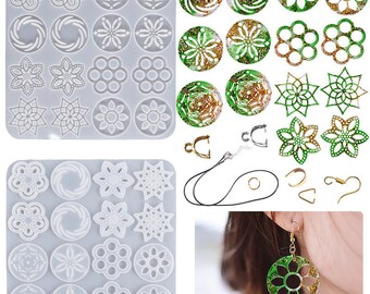 Moule Silicone Pendentif Fleur – Pour Résine époxy, Bijoux, Colliers, Boucles D’oreilles – Création DIY, Cadeau Créatif