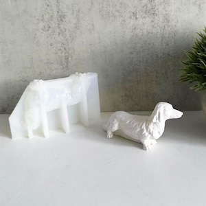 Molde de silicona para perro salchicha, molde para perro de yeso para hormigón, molde de resina epoxi para perro, molde para hacer velas para perros, molde de silicona para manualidades de resina 240601