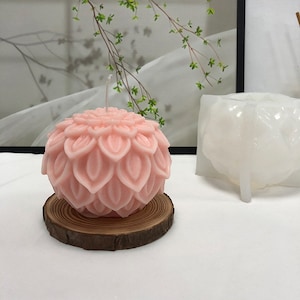 Lotus Flower Ball Silicone Mold,Flower Shaped Candle Mold,Sphere Resin Mold,Decorative Candle Homemade Candle Mold,Handmade Soap Mold 230560