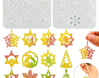 Stampo in silicone per ciondolo natalizio, stampo in resina epossidica per ciondolo natalizio, stampo in resina UV per ciondolo, stampo in silicone per portachiavi, stampo per portachiavi 212885