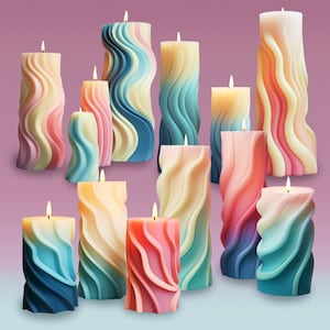 Wave Candles Silicone Mold,Scented Candles Making Mold,Epoxy Resin Wave Pillar Mold,Wax Candles Silicon Mold,Handmade Soap Mold 231318