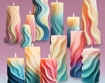 Wave Candles Silicone Mold,Scented Candles Making Mold,Epoxy Resin Wave Pillar Mold,Wax Candles Silicon Mold,Handmade Soap Mold 231318